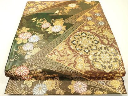 平和屋着物▼六通柄袋帯　正倉院宝尽くし花唐草文　金糸　正絹　逸品　DABI7953fe