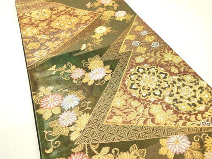 平和屋着物▼六通柄袋帯　正倉院宝尽くし花唐草文　金糸　正絹　逸品　DABI7953fe