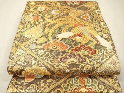 平和屋着物▼佐賀錦　六通柄袋帯　唐織　鳳凰花唐草文　金糸　正絹　逸品　DABI7958fe