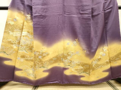 平和屋着物▼豪華色留袖　風景菊松文　暈し染　金銀彩　正絹　逸品　DABI8000fe