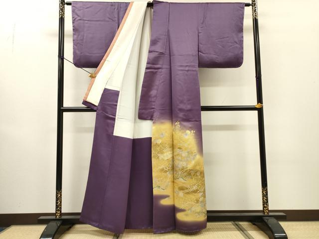 平和屋着物▼豪華色留袖　風景菊松文　暈し染　金銀彩　正絹　逸品　DABI8000fe