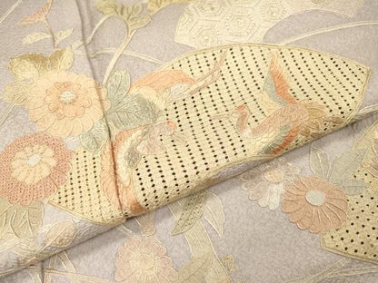 平和屋着物▼中国三大刺繍　スワトウ刺繍　汕頭刺繍　相良刺繍　蘇州刺繍　総刺繍　訪問着　地紙飛鶴花文　暈し染　正絹　逸品　DABI7999fe