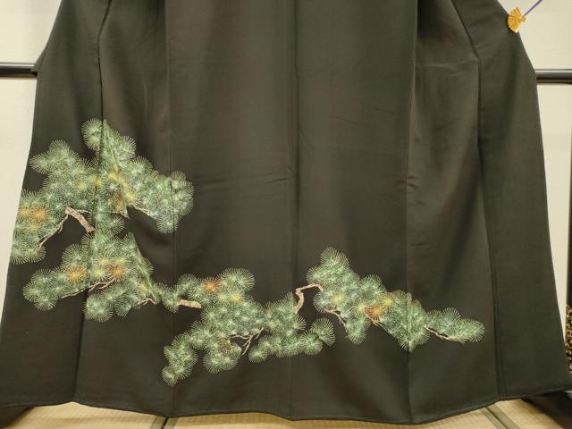 平和屋着物▼豪華黒留袖　総刺繍　松　金糸　正絹　逸品　DABJ7014fe