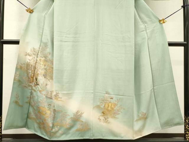 平和屋着物▼訪問着　螺鈿　御所車風景花文　暈し染　金彩　正絹　逸品　DABI7997fe