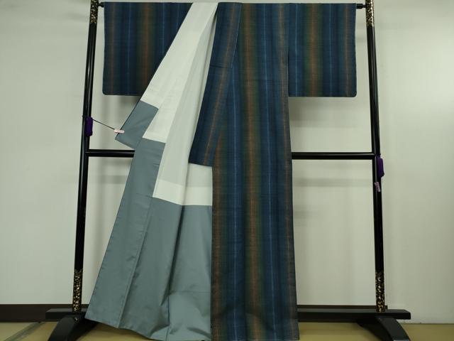平和屋本店●極上　郡上紬　草木染　上野敏子作　間道　反端付き　逸品　未使用　DZAB0808kh6