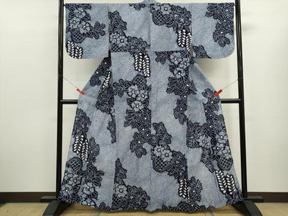 平和屋着物∴夏物　浴衣　有松鳴海絞り　花籠文　綿　逸品　CABL8038ze