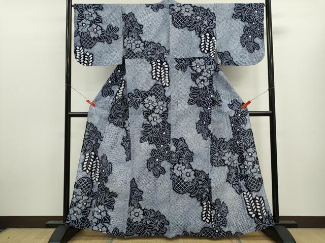 平和屋着物∴夏物　浴衣　有松鳴海絞り　花籠文　綿　逸品　CABL8038ze