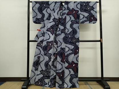 平和屋着物∴夏物　浴衣　有松鳴海絞り　舞蝶文　綿　逸品　CABL8041ze