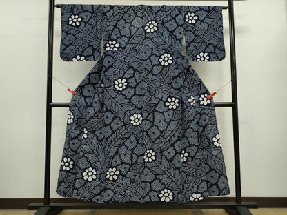 平和屋着物∴夏物　浴衣　有松鳴海絞り　枝花文　綿　逸品　CABL8035ze