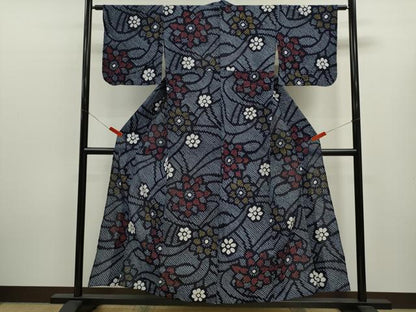 平和屋着物∴夏物　浴衣　有松鳴海絞り　舞花文　綿　逸品　CABL8042ze