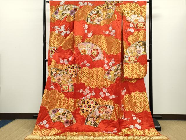 平和屋本店●色打掛　お引きずり　和装　婚礼　結婚式　花嫁　神社挙式　駒刺繍　地紙重ね吉祥花文　金銀糸　逸品　CABL8054ze