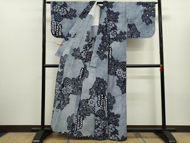 平和屋着物∴夏物　浴衣　有松鳴海絞り　花籠文　綿　逸品　CABL8038ze
