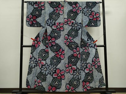 平和屋着物∴夏物　浴衣　有松鳴海絞り　舞花文　綿　逸品　CABL8034ze