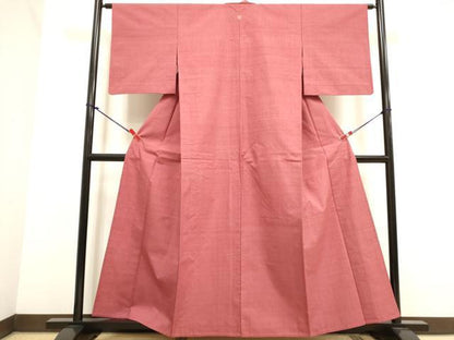 平和屋着物▽結城紬　単衣　今様色　正絹　逸品　DABJ4445cd