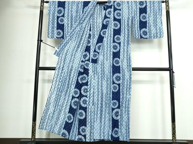 平和屋着物∴夏物　浴衣　蜘蛛絞り　傘　間道　逸品　DABJ4443cd
