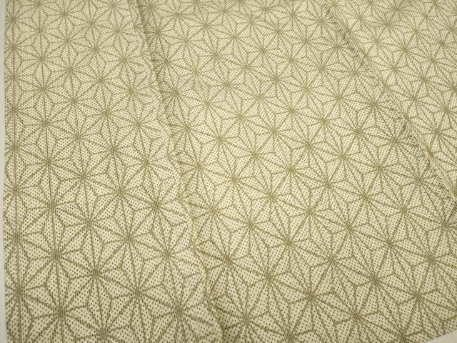 平和屋着物▽上質な紬　単衣　麻の葉文　正絹　逸品　DABJ4473cd