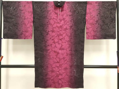 平和屋着物▽道中着　スリーシーズン　春夏秋　塵除け　草花　ロング丈　正絹　逸品　DABJ4462cd