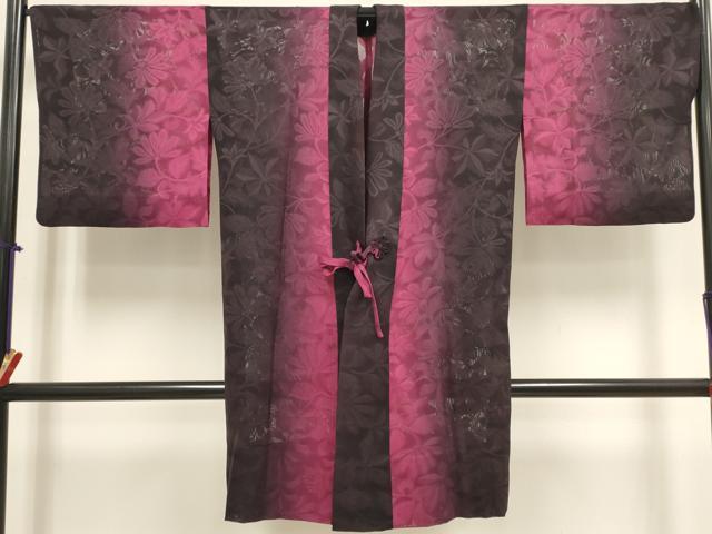 平和屋着物▽道中着　スリーシーズン　春夏秋　塵除け　草花　ロング丈　正絹　逸品　DABJ4462cd
