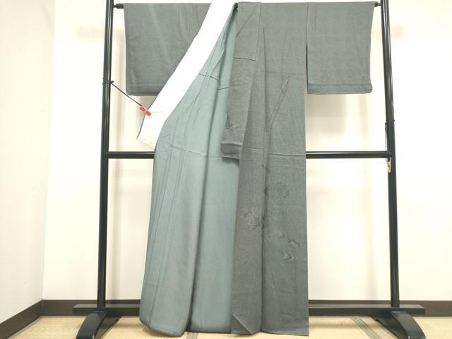 平和屋着物▽江戸小紋　色留訪問着　単衣　鮫小紋柄　草花文　正絹　逸品　DABJ4459cd