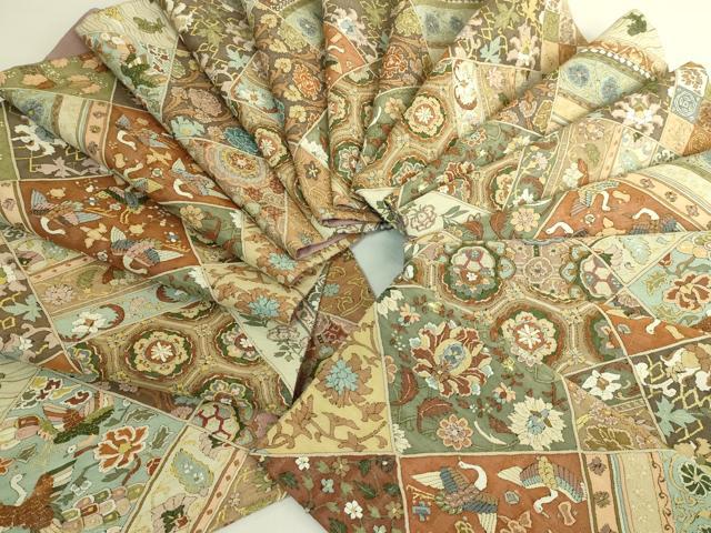 平和屋本店●最高級　明綴れ　全通柄袋帯　吉祥花鳥文　金糸　逸品　DZAB9894kh6