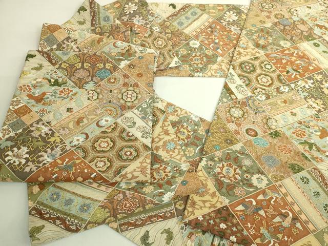 平和屋本店●最高級　明綴れ　全通柄袋帯　吉祥花鳥文　金糸　逸品　DZAB9894kh6