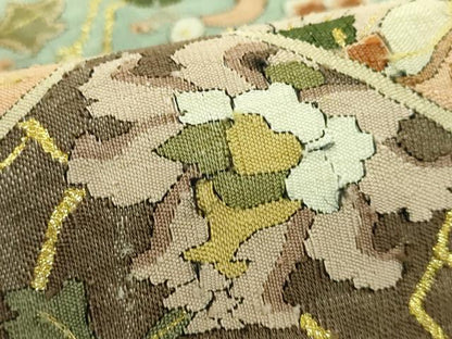 平和屋本店●最高級　明綴れ　全通柄袋帯　吉祥花鳥文　金糸　逸品　DZAB9894kh6