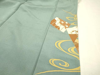 平和屋着物▼訪問着　手描き　樹林文　暈し染　正絹　逸品　DABJ7079fe
