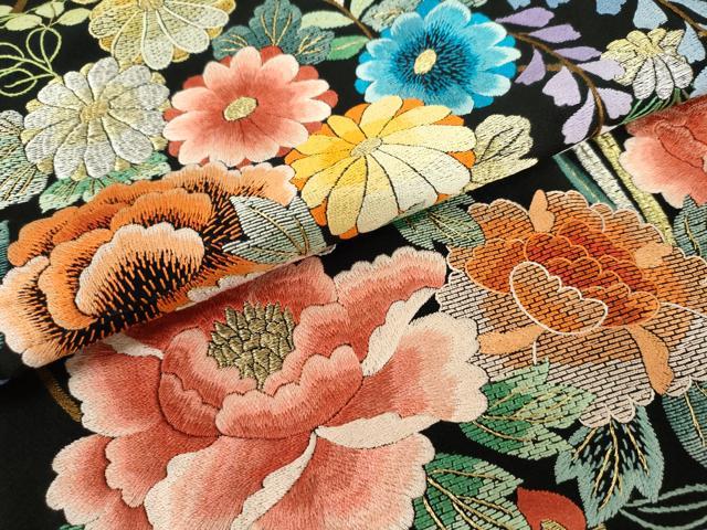 平和屋本店●中国三大刺繍 相良刺繍 手刺繍 お引きずり・お引き摺り・引き振袖 仮絵羽 和装 結婚式 舞妓 芸妓 芸者 衣装 金糸 AABK8397fw