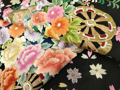 平和屋本店●相良刺繍 手刺繍  お引きずり・お引き摺り・引き振袖 仮絵羽 和装 結婚式 舞妓 芸妓 芸者 衣装 駒刺繍 逸品 AABK8419fw