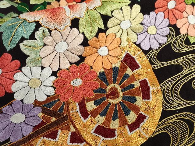 平和屋本店●中国三大刺繍 相良刺繍 手刺繍 お引きずり・お引き摺り・引き振袖 仮絵羽 和装 結婚式 舞妓 芸妓 芸者 衣装 駒刺繍 AABK8418fw