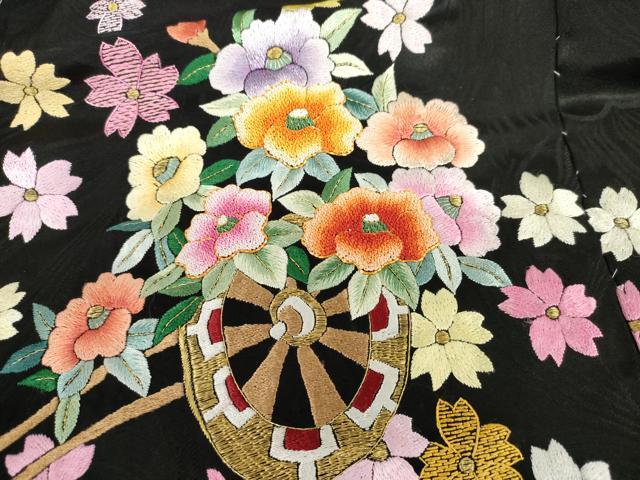 平和屋本店●相良刺繍 手刺繍  お引きずり・お引き摺り・引き振袖 仮絵羽 和装 結婚式 舞妓 芸妓 芸者 衣装 駒刺繍 逸品 AABK8419fw