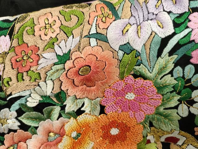 平和屋本店●相良刺繍 手刺繍  お引きずり・お引き摺り・引き振袖 仮絵羽 和装 結婚式 舞妓 芸妓 芸者 衣装 駒刺繍 逸品 AABK8419fw