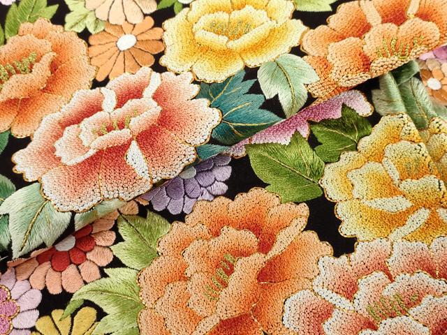 平和屋本店●中国三大刺繍 相良刺繍 手刺繍 お引きずり・お引き摺り・引き振袖 仮絵羽 和装 結婚式 舞妓 芸妓 芸者 衣装 駒刺繍 AABK8418fw
