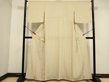 平和屋着物▽上質な小紋　単衣　舞花文　正絹　逸品　未使用　DABJ4512cd