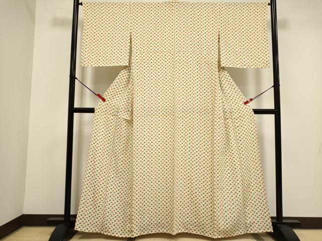 平和屋着物▽上質な小紋　単衣　舞花文　正絹　逸品　未使用　DABJ4512cd