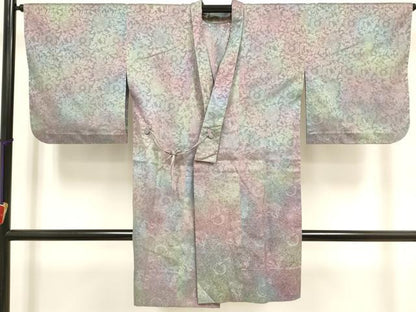 平和屋着物▽道中着　スリーシーズン　春夏秋　塵除け　更紗花文　ロング丈　正絹　逸品　DABJ4490cd