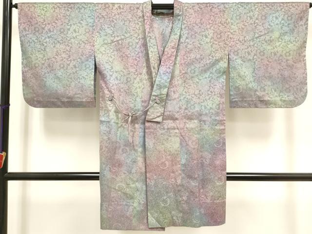 平和屋着物▽道中着　スリーシーズン　春夏秋　塵除け　更紗花文　ロング丈　正絹　逸品　DABJ4490cd