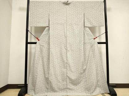 平和屋着物▽本塩沢　単衣　有栖川文様　ロング丈　正絹　逸品　DABJ4488cd