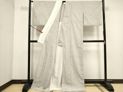 平和屋着物▽本塩沢　単衣　有栖川文様　ロング丈　正絹　逸品　DABJ4488cd