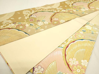 平和屋本店▼六通柄袋帯　唐織　舞花文　本金箔　正絹　逸品　DABJ6068sf