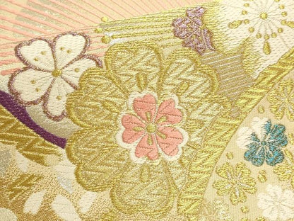 平和屋本店▼六通柄袋帯　唐織　舞花文　本金箔　正絹　逸品　DABJ6068sf