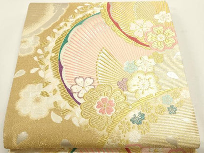 平和屋本店▼六通柄袋帯　唐織　舞花文　本金箔　正絹　逸品　DABJ6068sf