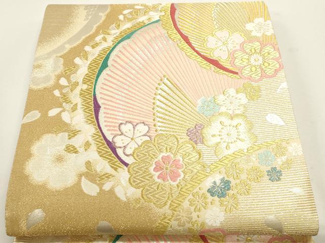 平和屋本店▼六通柄袋帯　唐織　舞花文　本金箔　正絹　逸品　DABJ6068sf