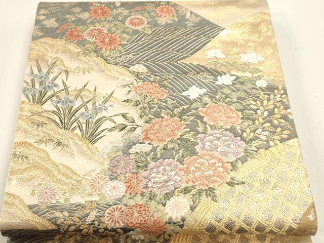 平和屋本店▼六通柄袋帯　唐織　九百錦　山水優彩花文　本金貮重箔　正絹　逸品　DABJ6106sf