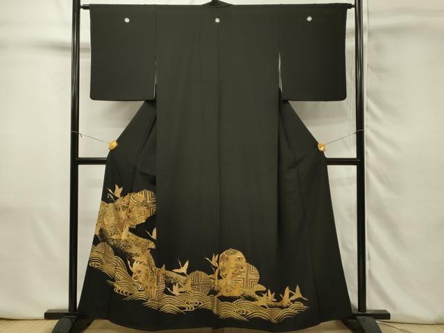 平和屋着物■豪華黒留袖　駒刺繍　飛鶴　宝尽くし　金彩　さが美扱い　正絹　逸品　DABJ5551qp