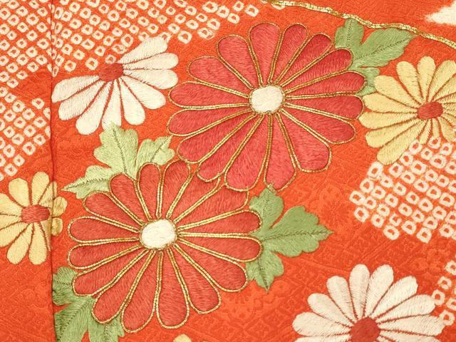 平和屋着物■豪華振袖　駒刺繍　絞り　地紙花文　金彩　正絹　逸品　DABH3511qp