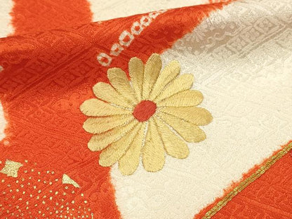 平和屋着物■豪華振袖　駒刺繍　絞り　地紙花文　金彩　正絹　逸品　DABH3511qp