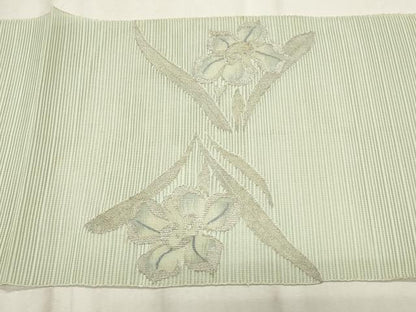 平和屋着物＊夏物　八寸名古屋帯　絽綴れ　枝花文　銀糸　正絹　逸品　CABL7580fb