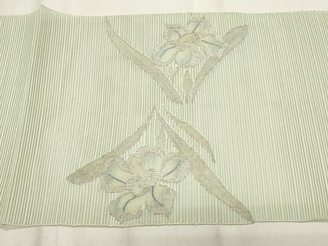 平和屋着物＊夏物　八寸名古屋帯　絽綴れ　枝花文　銀糸　正絹　逸品　CABL7580fb