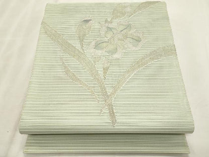 平和屋着物＊夏物　八寸名古屋帯　絽綴れ　枝花文　銀糸　正絹　逸品　CABL7580fb